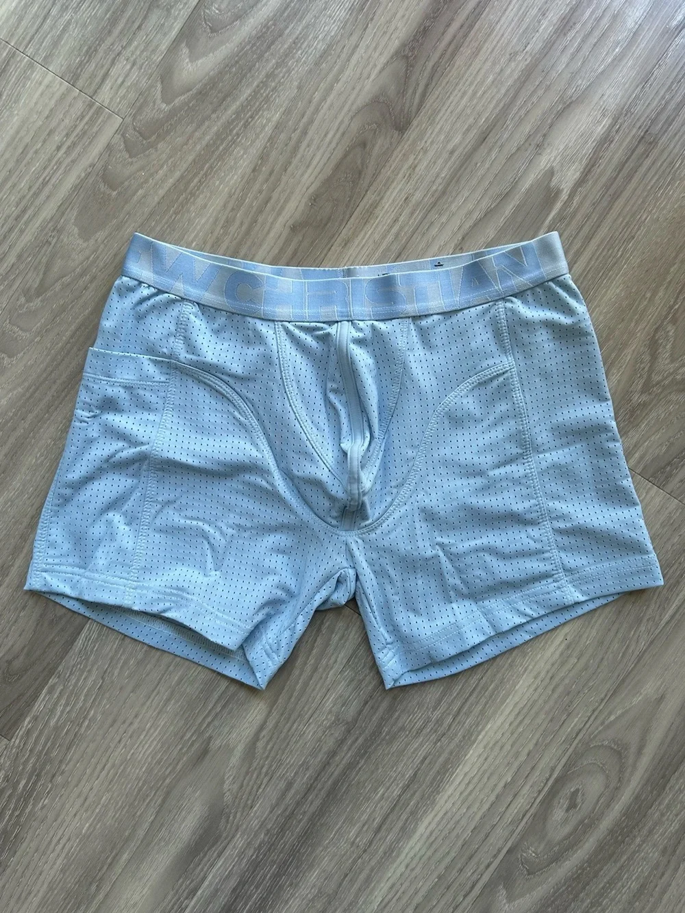 Andrew Christian | Vibe Breeze Mesh Gym boxer brief in Powder Blue (Small)